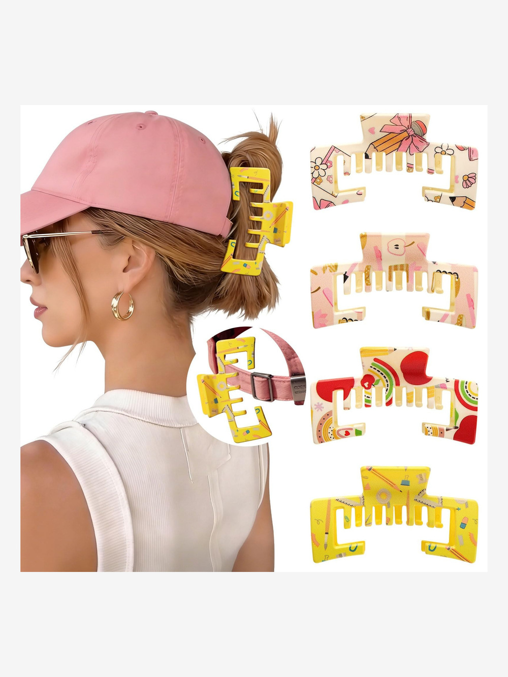 Hat-Friendly Claw Clips for Baseball Caps, Trucker | Printed Series | Size OS